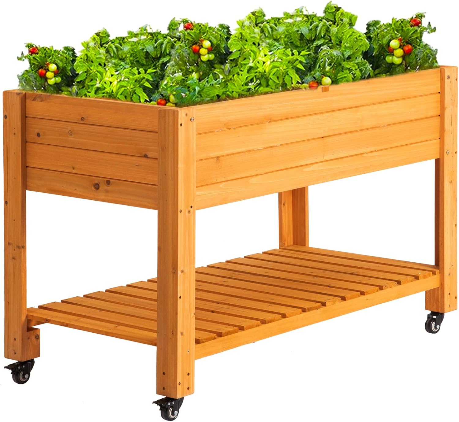 Raised Garden Bed - Mobile Wooden Elevated Raised Bed, Wood,
