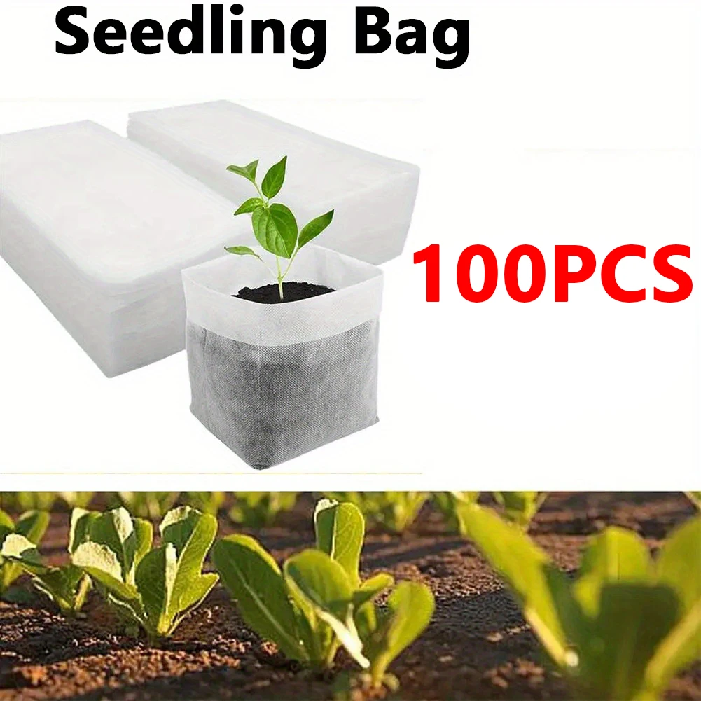 Seed Starter Tray - 100pcs Biodegradable Seed Nursery Bags, Non-Woven