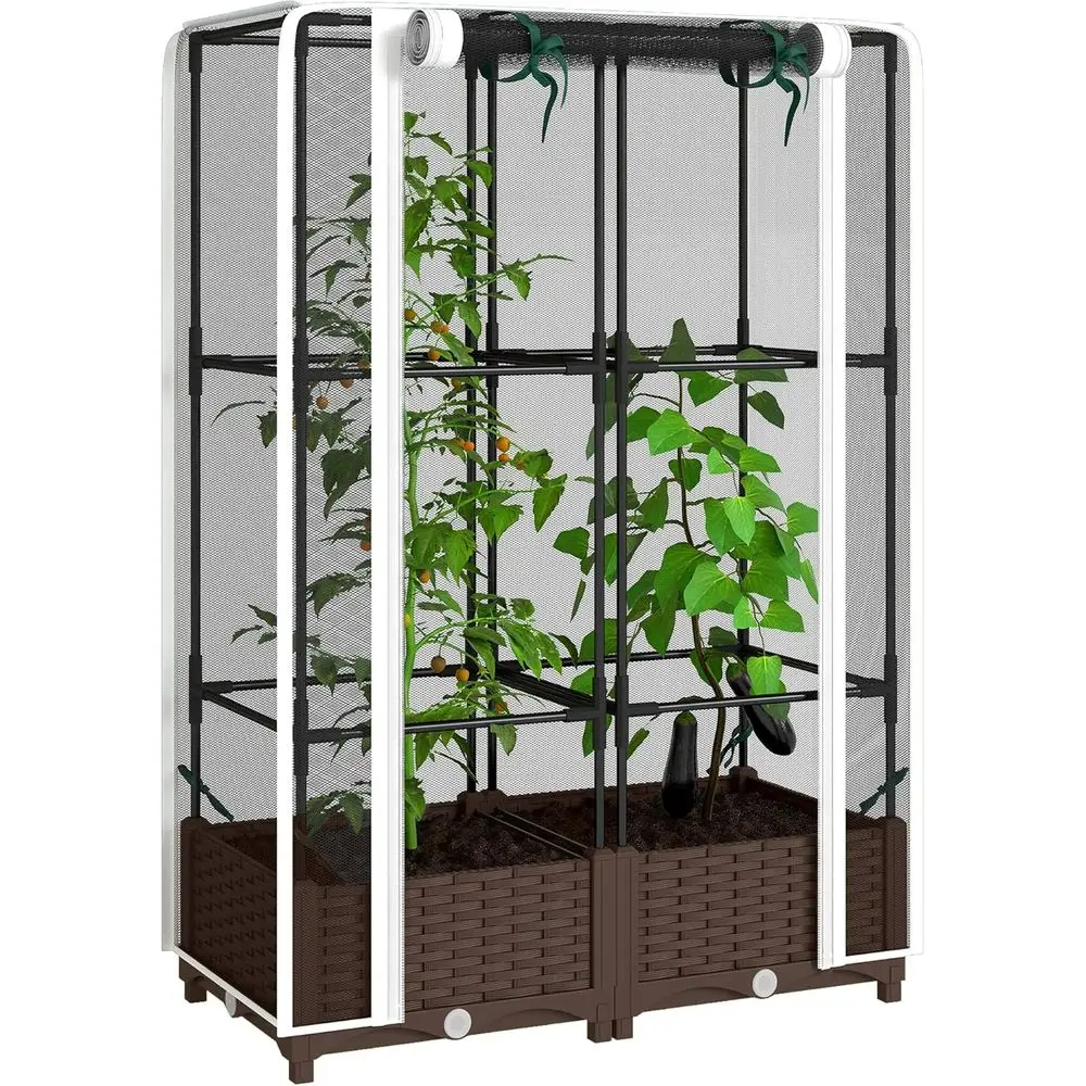 Self Watering Planter - Elevated Garden Bed with Trellis, 46.5