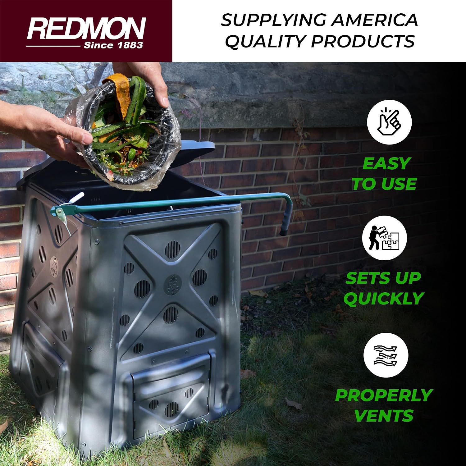 Redmon Outdoor Compost Bin wit - đánh giá và giá Compost Bin