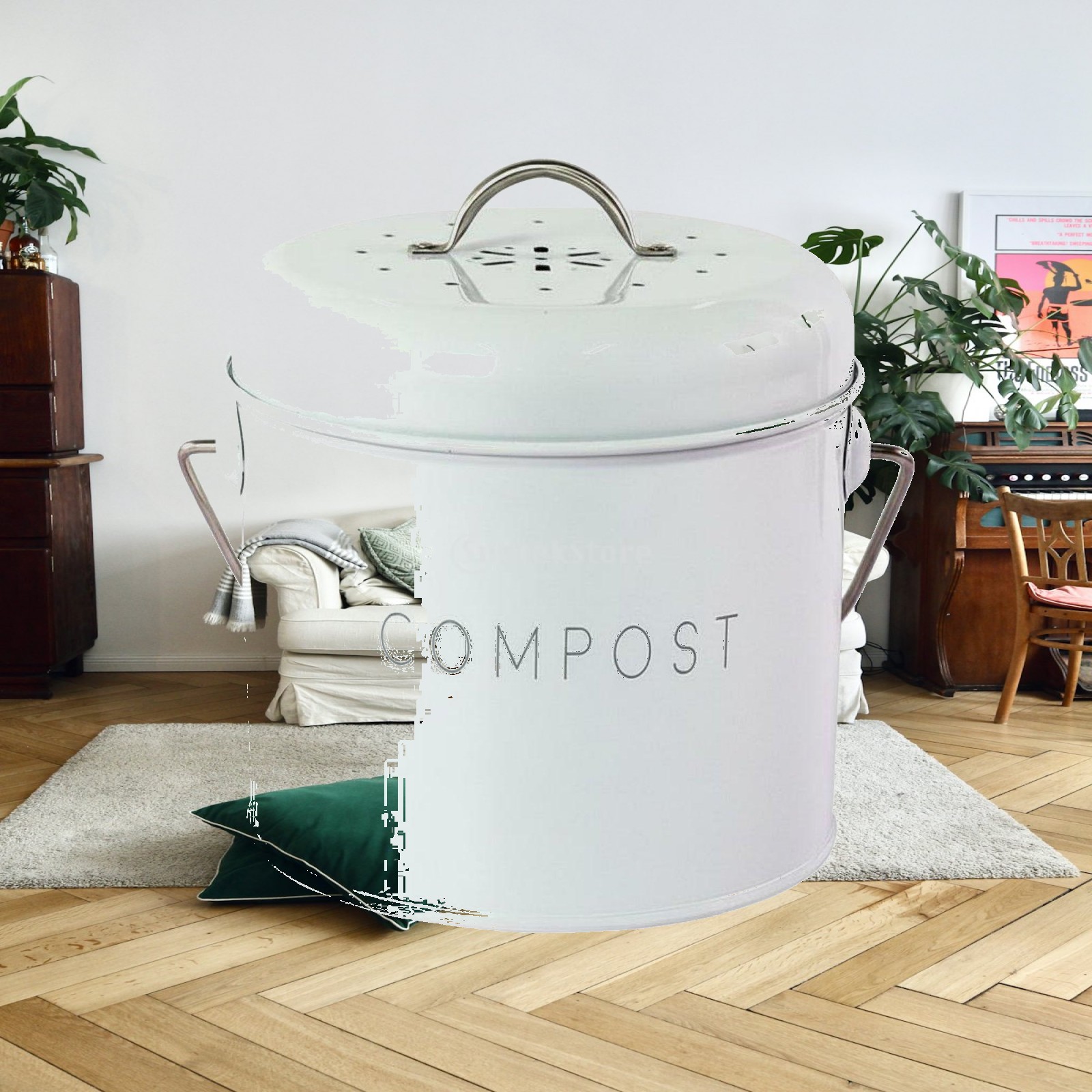 Desktop Trash Can for Kitchen  - đánh giá và giá Compost Bin
